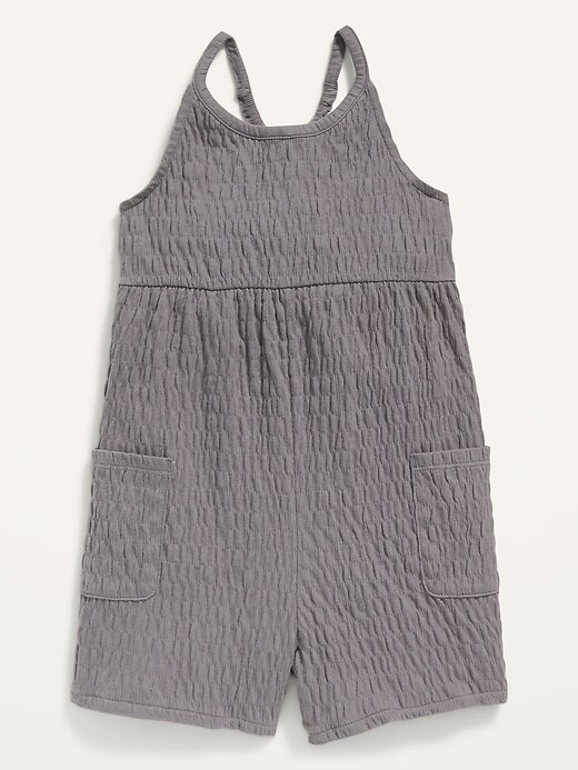 View large product image 1 of 1. Sleeveless Jacquard-Knit Cami Romper for Toddler Girls