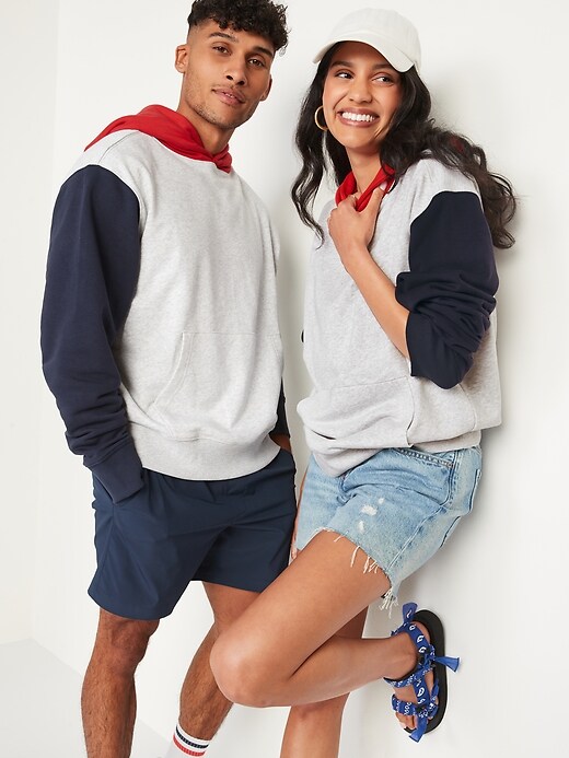 Old Navy Gender-Neutral Color-Block Pullover Hoodie for Adults. 1