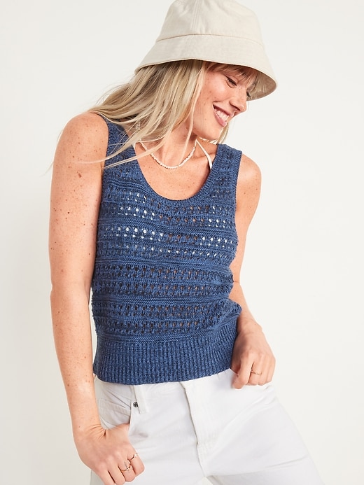 Image number 1 showing, Pointelle-Knit Sweater Tank Top for Women