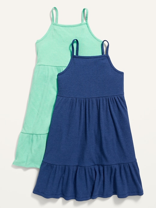 View large product image 1 of 2. Rib-Knit Fit & Flare Cami Dress 2-Pack for Girls