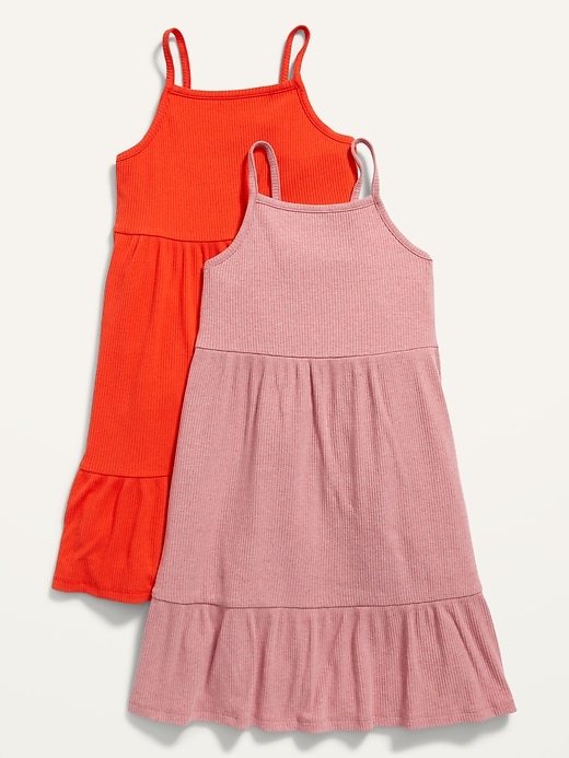 View large product image 1 of 1. Rib-Knit Fit & Flare Cami Dress 2-Pack for Girls