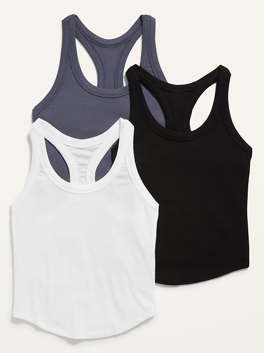 Image number 1 showing, UltraLite Rib-Knit Cropped Tank Tops 3-Pack for Women