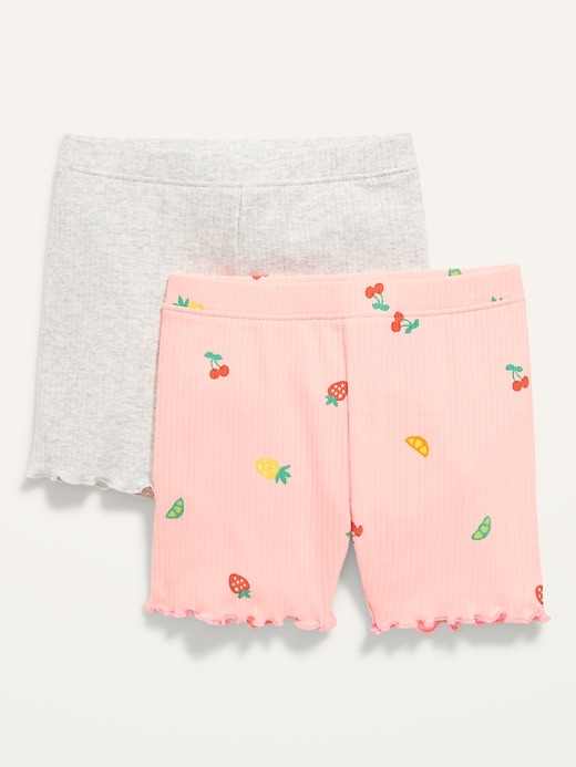 Old Navy - 2-Pack Rib-Knit Lettuce-Edge Biker Shorts for Toddler Girls