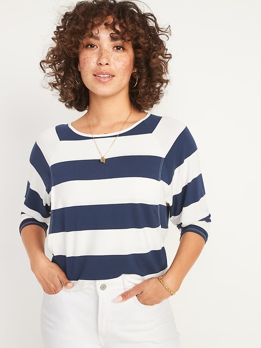 Image number 1 showing, Maternity Luxe Double-Layer Striped Nursing T-Shirt
