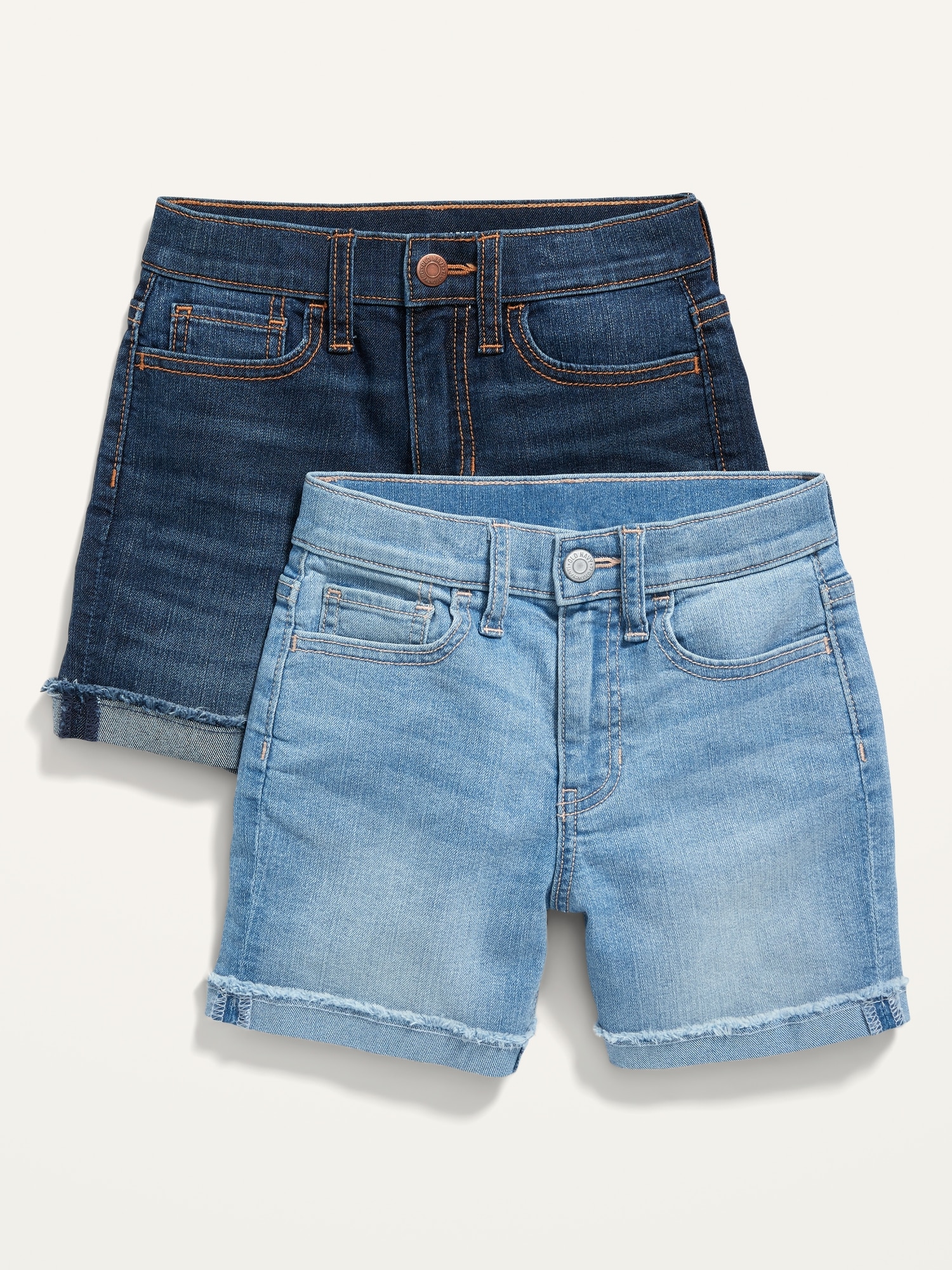 Old Navy High-Waisted Rolled-Cuff Midi Jean Shorts 2-Pack for Girls multi. 1
