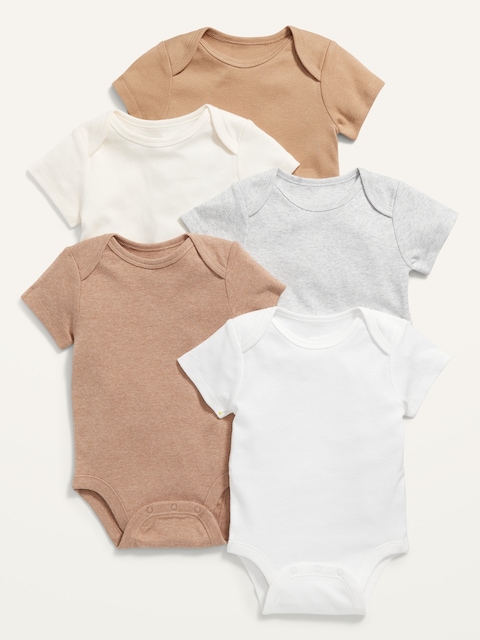 Unisex Short-Sleeve Bodysuit 5-Pack for Baby - Neutral