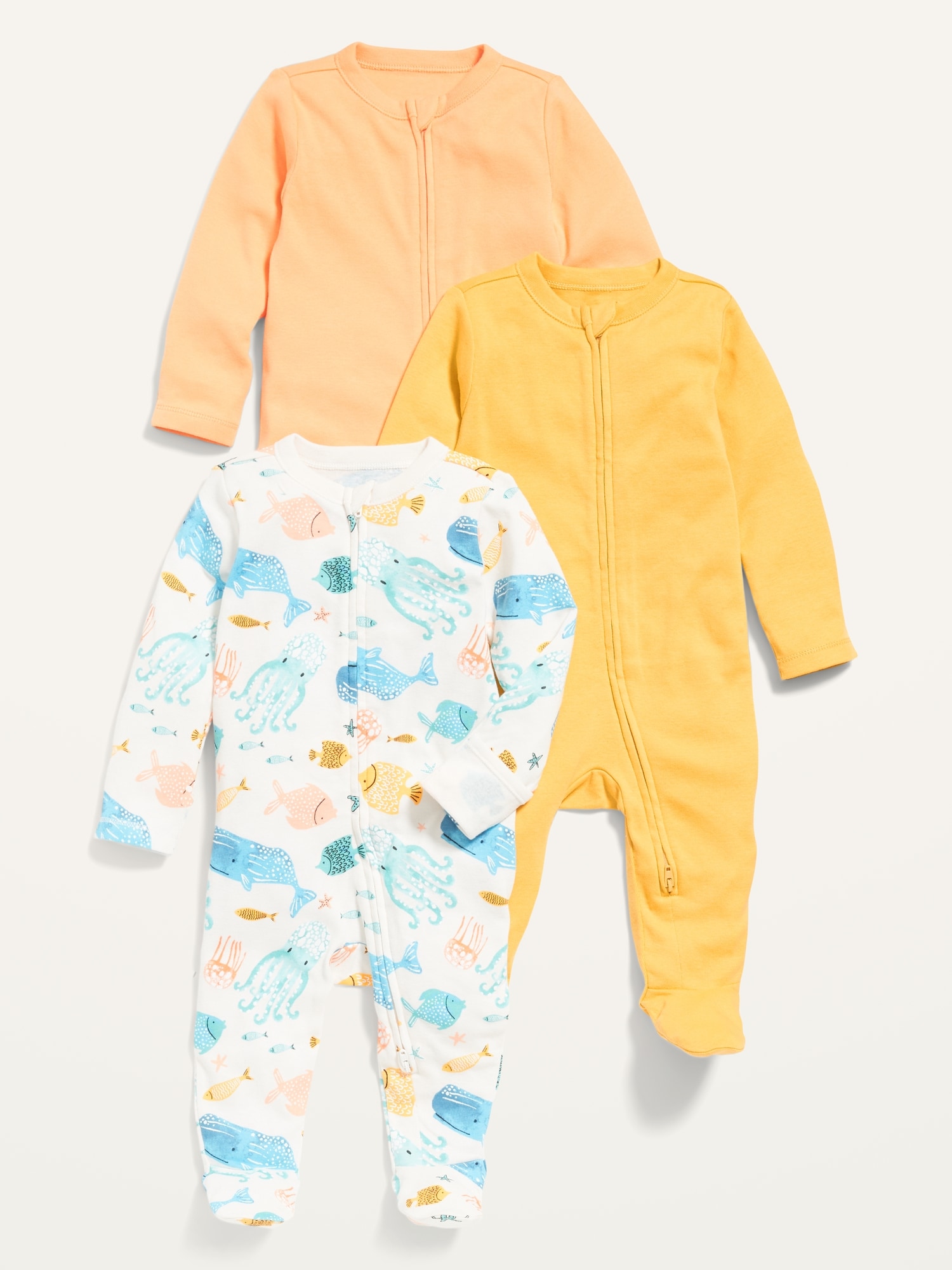 Unisex Sleep Play 2 Way Zip Footed One Piece 3 Pack For Baby Old Navy