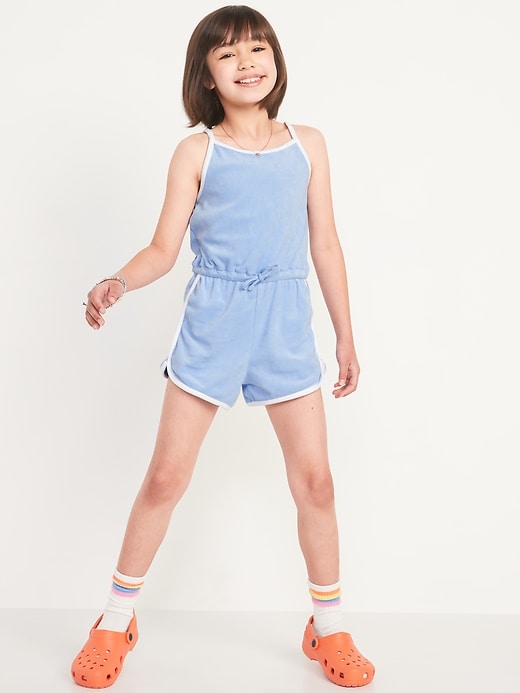 View large product image 1 of 3. Sleeveless Loop-Terry Cinched-Waist Romper for Girls