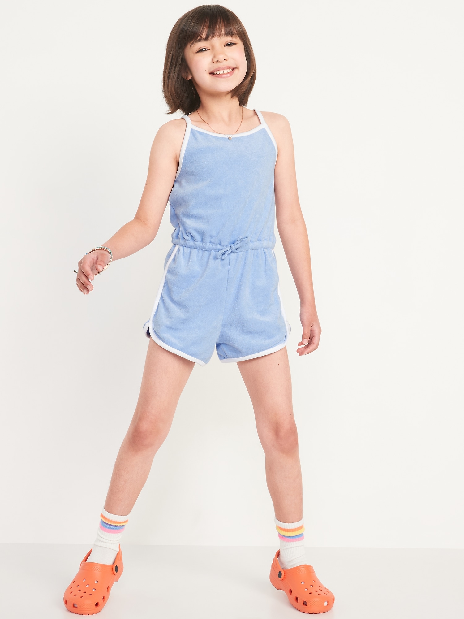 Oldnavy Sleeveless Loop-Terry Cinched-Waist Romper for Girls