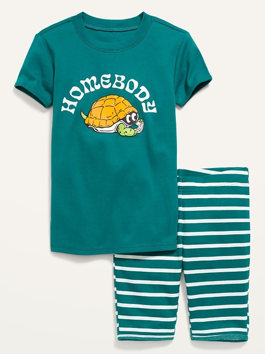 View large product image 1 of 1. Gender-Neutral Snug-Fit Pajama Shorts Set for Kids
