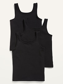 Image number 1 showing, Square-Neck Tank Top 3-Pack for Girls