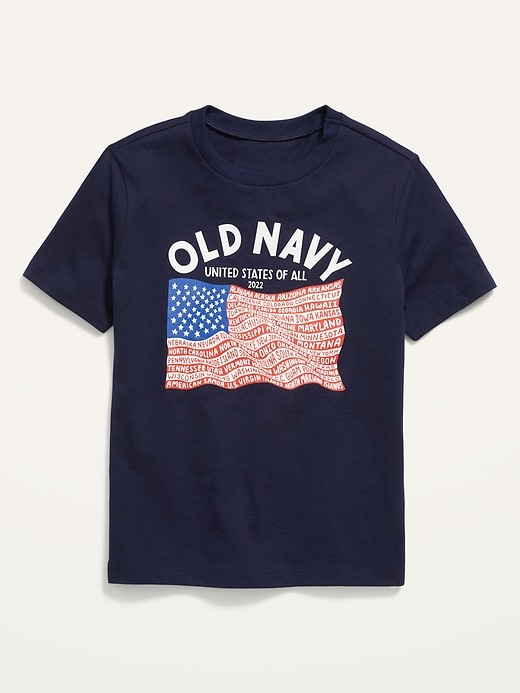 View large product image 1 of 2. Gender-Neutral Matching 2022 "United States of All" Flag Graphic T-Shirt for Kids