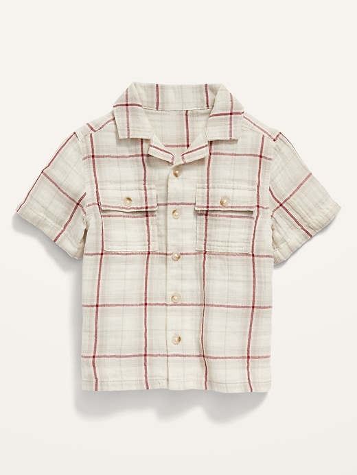 View large product image 1 of 3. Matching Plaid Workwear-Pocket Camp Shirt for Toddler Boys