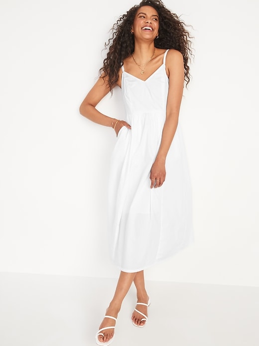 Image number 1 showing, Cotton-Poplin Cami Maxi Swing Dress