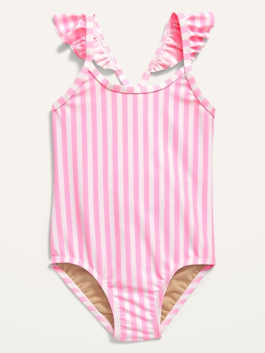 View large product image 1 of 2. Printed Ruffle-Strap One-Piece Swimsuit for Toddler Girls