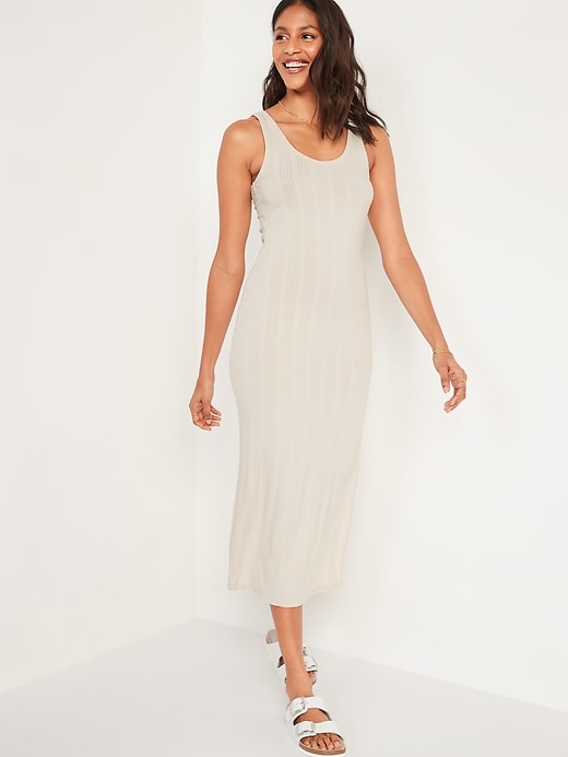 Image number 1 showing, Fitted Sleeveless Rib-Knit Midi Dress