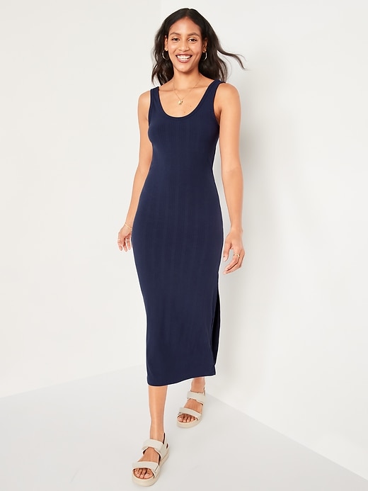 Fitted Sleeveless Rib-Knit Midi Dress For Women | Old Navy