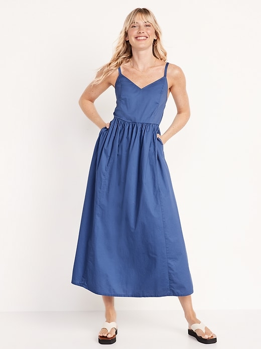 Image number 1 showing, Cotton-Poplin Cami Maxi Swing Dress for Women