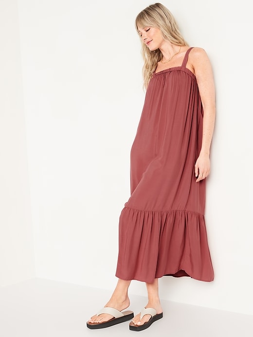 Image number 1 showing, Sleeveless Tie-Back Cutout Maxi Swing Dress for Women