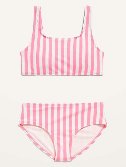 View large product image 1 of 1. Striped Square-Neck Bikini Swim Set for Girls