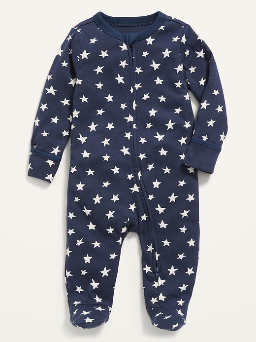 Unisex Sleep & Play Printed 2-Way-Zip Footed One-Piece For Baby | Old Navy