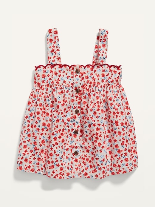 View large product image 1 of 3. Sleeveless Button-Front Matching Floral Top for Toddler Girls