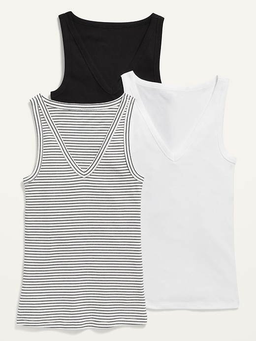 Old Navy First Layer Rib-Knit V-Neck Tank Tops 3-Pack for Women. 1