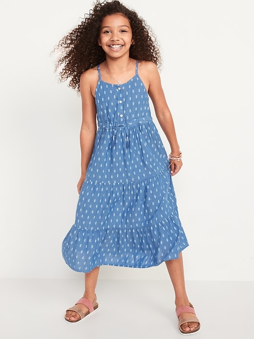 Old Navy - Sleeveless Button-Front Tiered Matching Print Midi Dress for ...