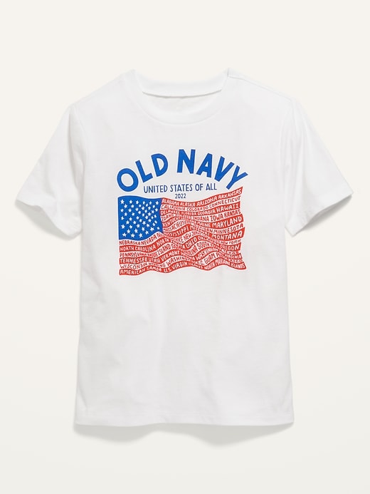 Old Navy Gender-Neutral Matching 2022 "United States of All" Flag Graphic T-Shirt for Kids. 1
