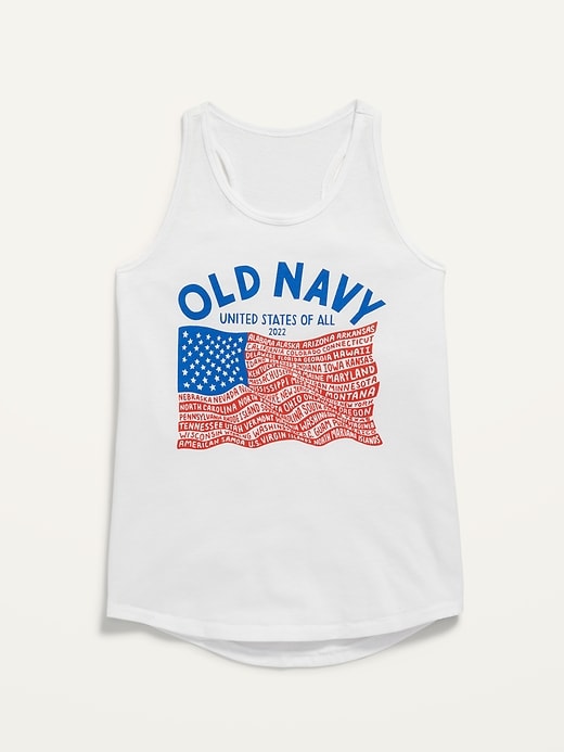 View large product image 1 of 2. Matching 2022 "United States of All" Flag Graphic Tank Top for Girls