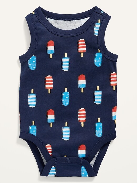 View large product image 1 of 2. Unisex Printed Sleeveless Bodysuit for Baby