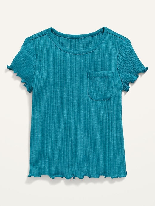 View large product image 1 of 2. Lettuce-Edge Pocket T-Shirt for Toddler Girls