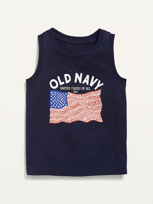 View large product image 1 of 1. Unisex 2022 "United States of All" Flag Graphic Tank Top for Toddler