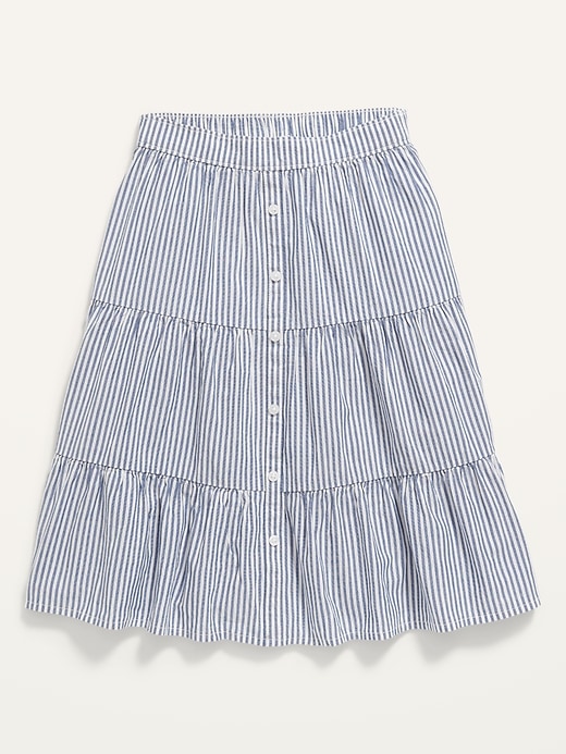 Old Navy Tiered Striped Button-Front Midi Skirt for Girls. 1