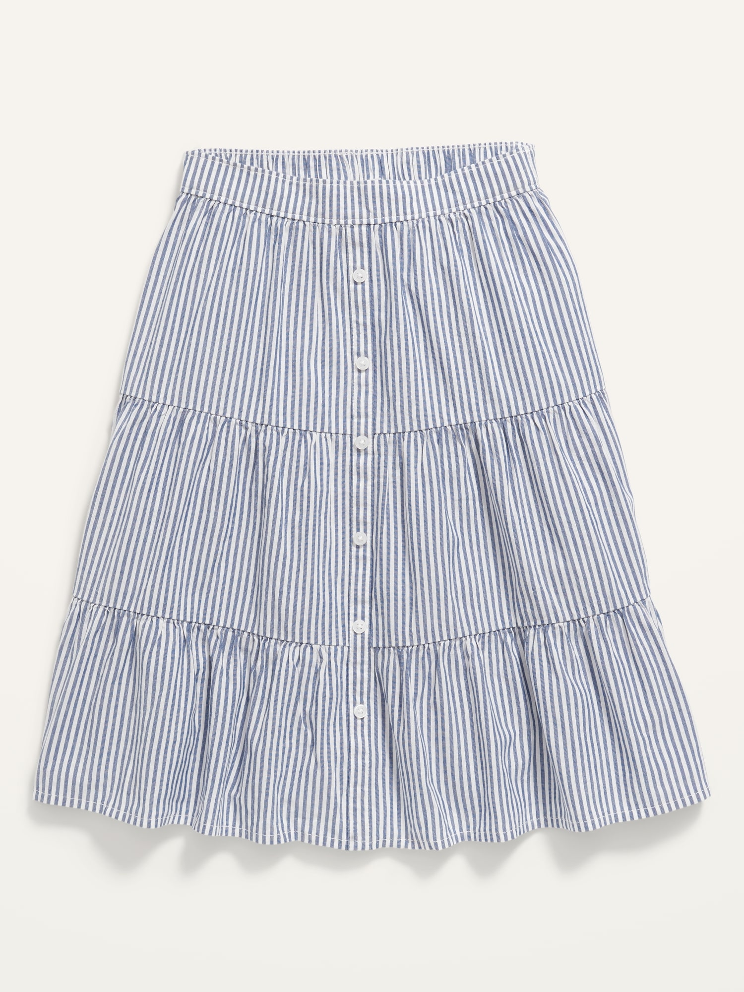 Tiered Striped Button-Front Midi Skirt for Girls | Old Navy