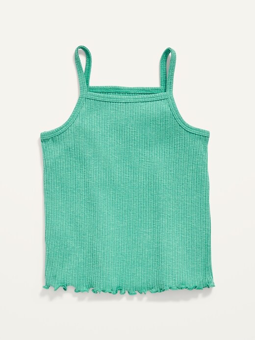 View large product image 1 of 1. Rib-Knit Lettuce-Edge Tank Top for Toddler Girls