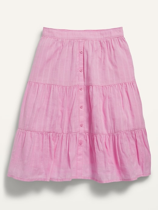 View large product image 1 of 2. Textured Dobby Button-Front A-Line Skirt for Girls