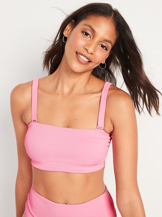 Image number 1 showing, Textured-Rib Bandeau Swim Top