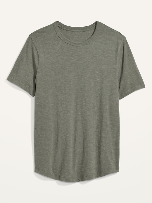 View large product image 1 of 1. Soft-Washed Slub-Knit Curved-Hem T-Shirt