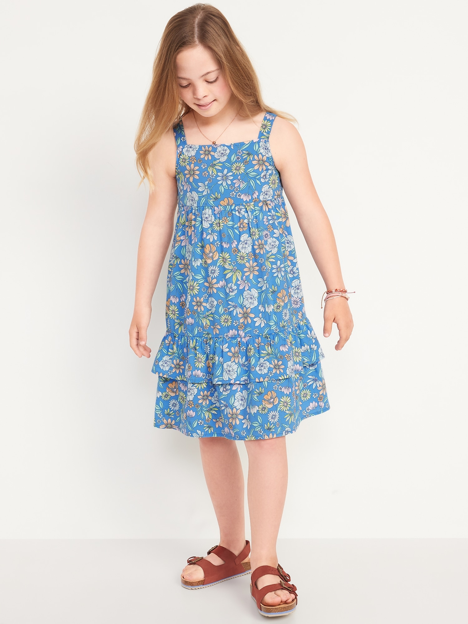 Printed Sleeveless Tiered All-Day Dress for Girls | Old Navy