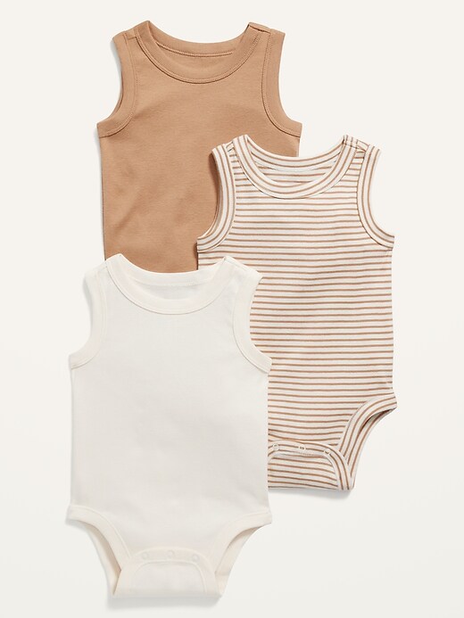 View large product image 1 of 1. Unisex 3-Pack Sleeveless Bodysuit for Baby