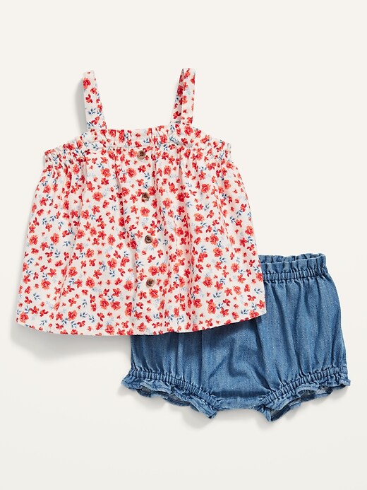 View large product image 1 of 4. Sleeveless Button-Front Cami Top and Bloomers Set for Baby
