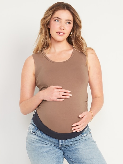 View large product image 1 of 1. Maternity Fitted Side-Shirred Bodysuit