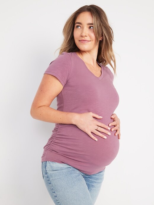 View large product image 1 of 1. Maternity EveryWear Short-Sleeve Slub-Knit T-Shirt