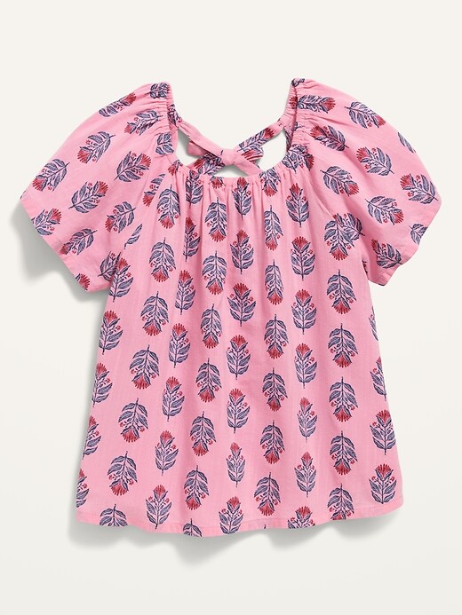 View large product image 1 of 3. Short-Sleeve Tie-Back Matching Print Top for Toddler Girls
