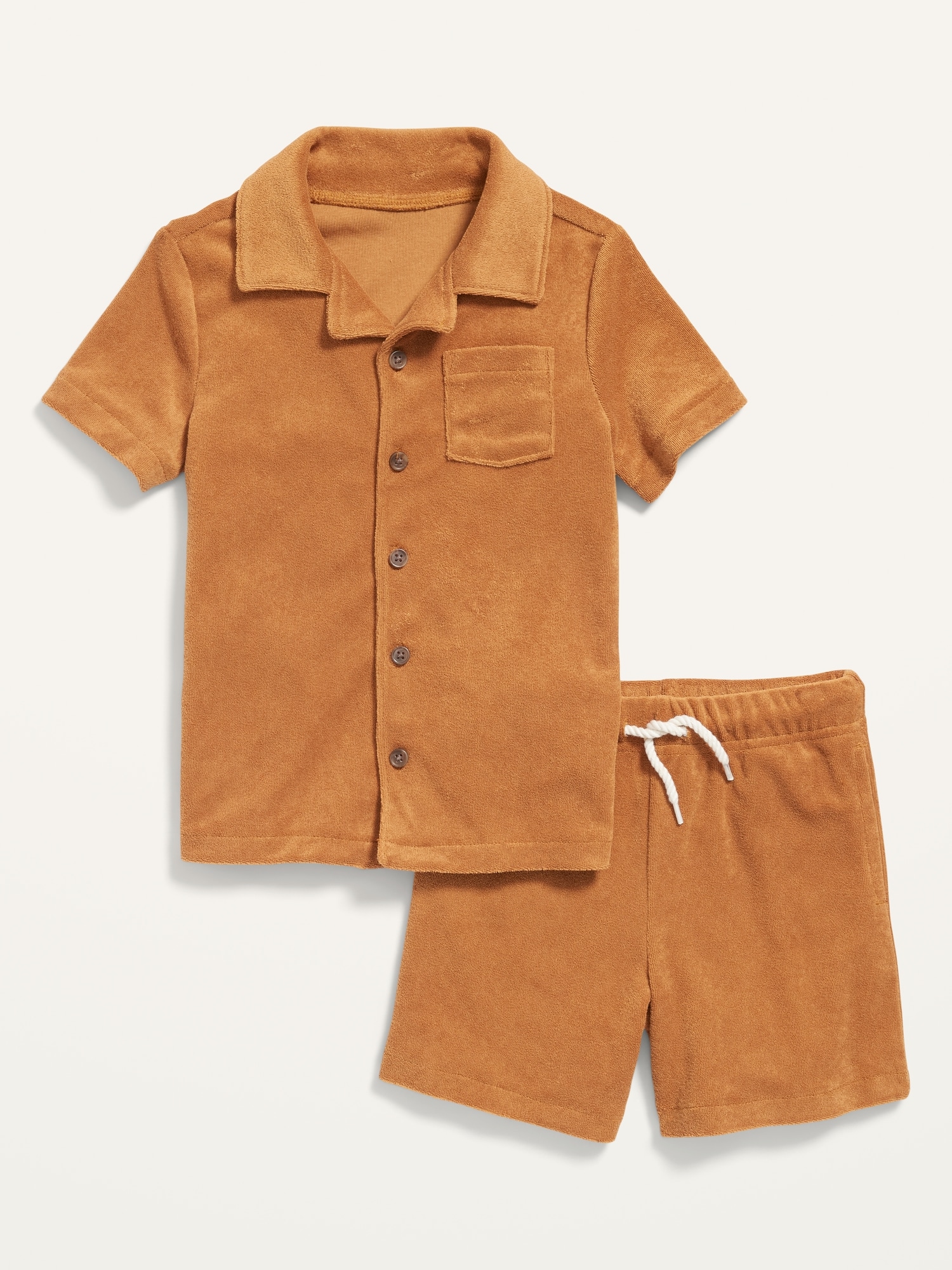 Old Navy Short-Sleeve Loop-Terry Shirt and Shorts Set for Toddler Boys orange. 1