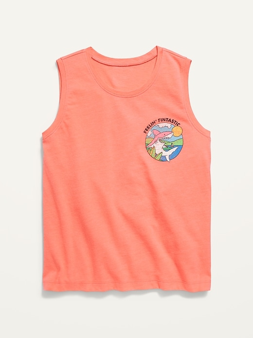 Image number 1 showing, Soft-Washed Graphic Sleeveless T-Shirt for Girls