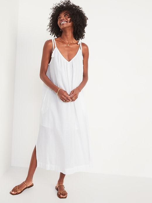 Image number 1 showing, Sleeveless Tie-Shoulder All-Day Maxi Swing Dress