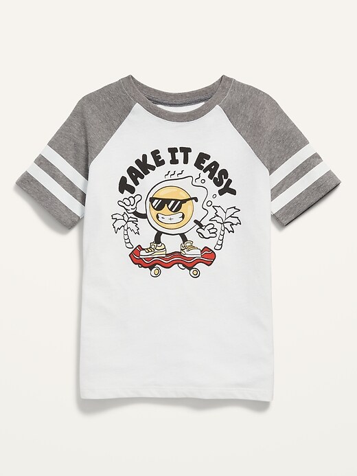 View large product image 1 of 2. Gender-Neutral Graphic Raglan-Sleeve T-Shirt for Kids