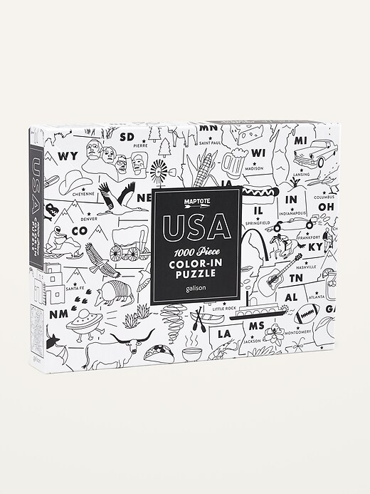 View large product image 1 of 1. Galison™ Maptote USA 1000-Piece Color-In Jigsaw Puzzle for the Family